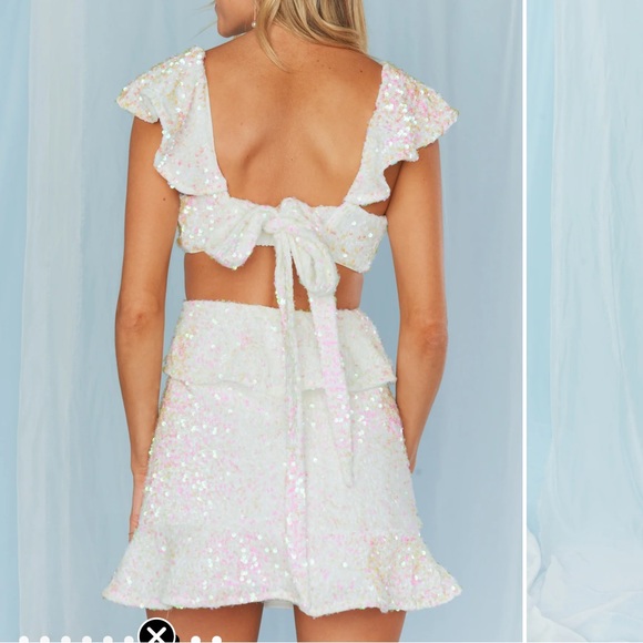 Show Me Your MuMu sparkle white cut out dress. Size XS. worn once. - Picture 3 of 3